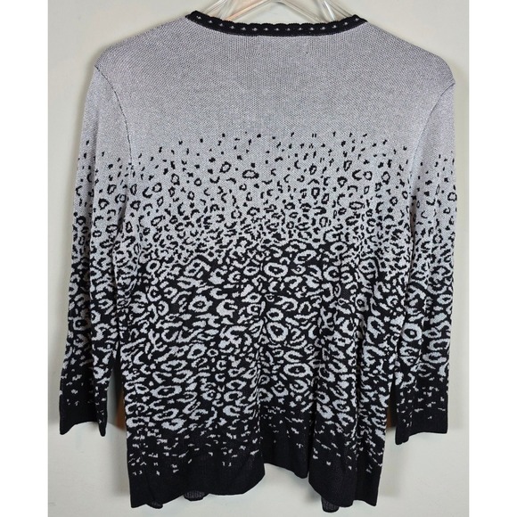 Alfred Dunner Women PM Leopard‎ Print Rhinestone Embellished Cardigan Sweater - Picture 2 of 10